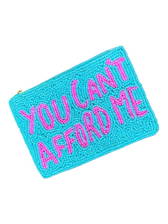 Handbags - Handmade You Can’t Afford Me Beaded Coin Purse Turquoise Lipstick Card Pouch New